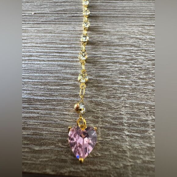 Elegant Pink Heart Necklace A1349 - Picture 4 of 5